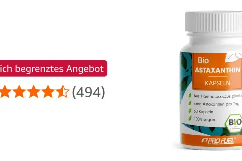 Bio Astaxanthin Kapseln, 8mg pro Tag, aus Haematococcus pluvialis. Was ist das? Ein starkes Antioxidans in veganer Form.
