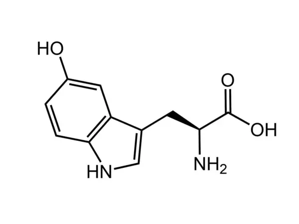Chemische Strukturformel von 5-HTP, einem Vorläufer von Serotonin.